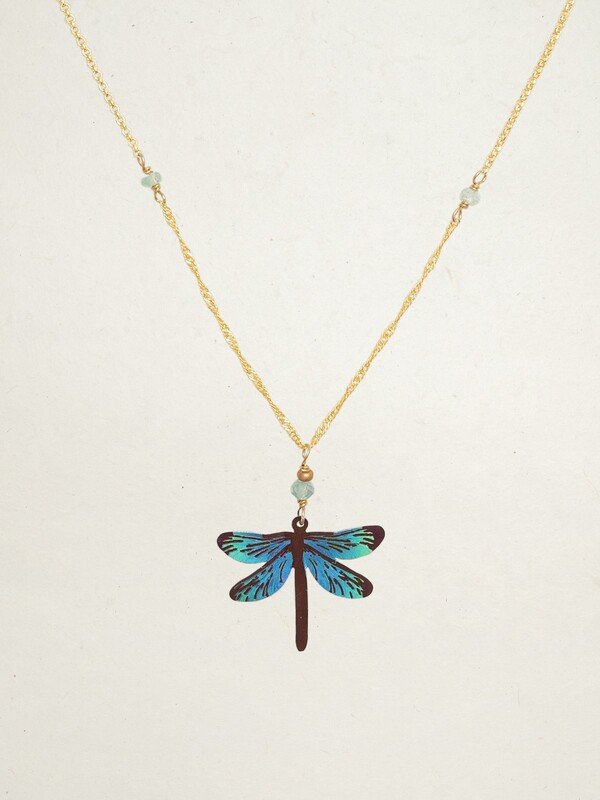 Dragonfly Dreams Pendant Necklace in Turquoise Teal - Heart of the Home PA