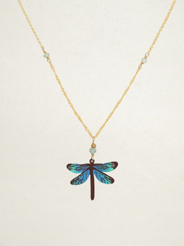Dragonfly Dreams Pendant Necklace in Turquoise Teal - Heart of the Home PA
