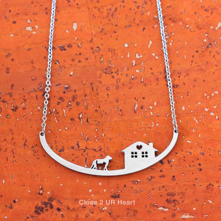Dog and Cat with House Necklace - Heart of the Home LV