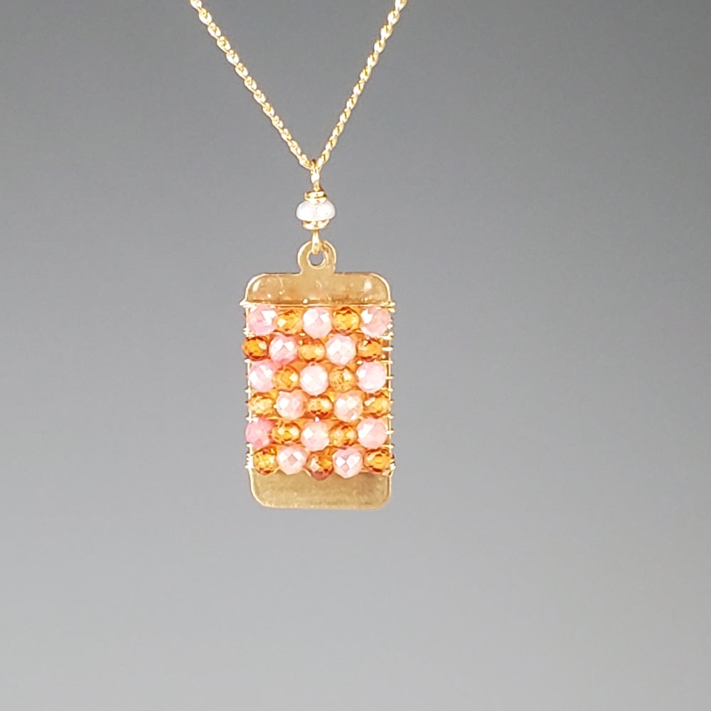 Peach and Garnet Tab Necklace - Heart of the Home LV