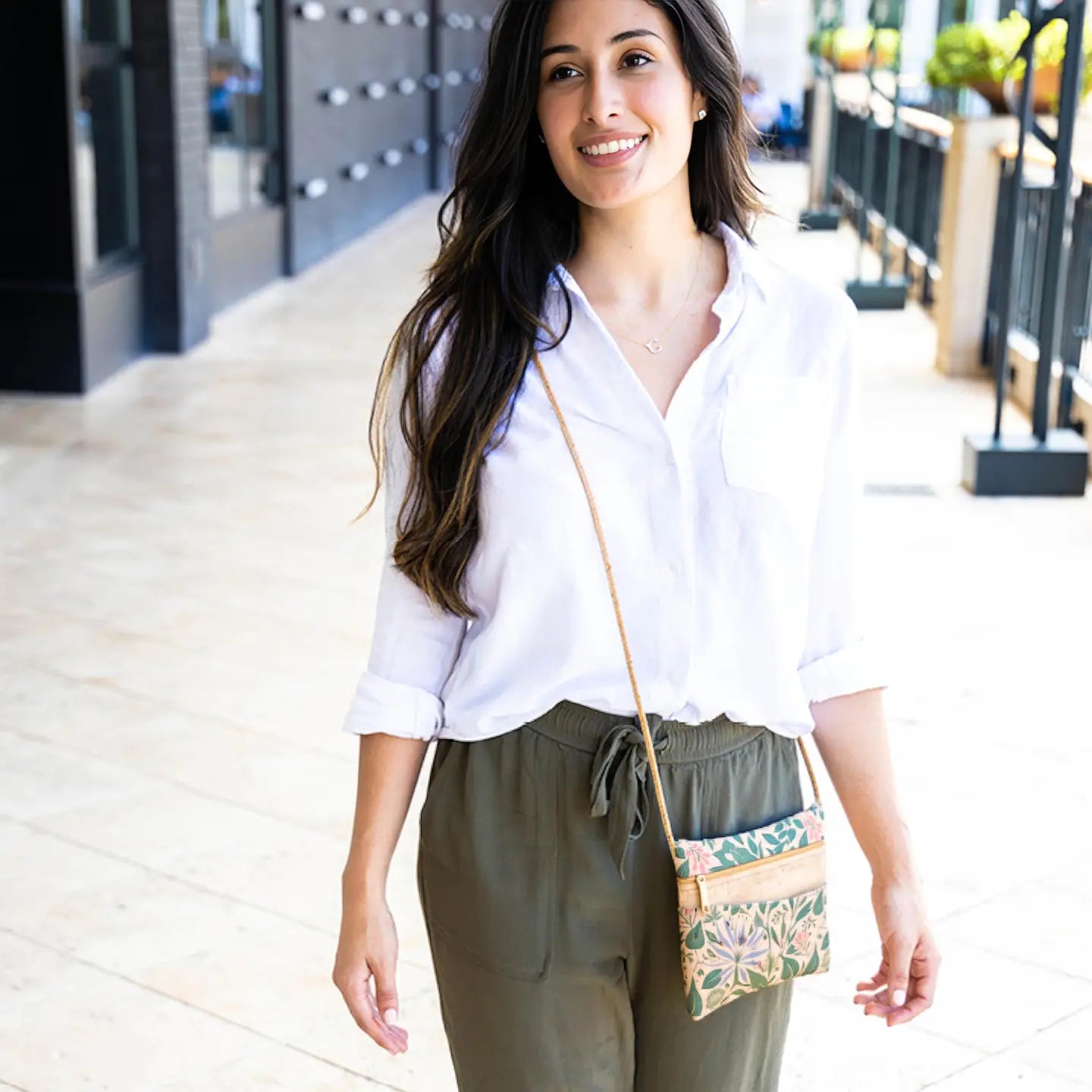 Cork Cross Body+Hip Bag in Lush Botanicals - Heart of the Home Inc