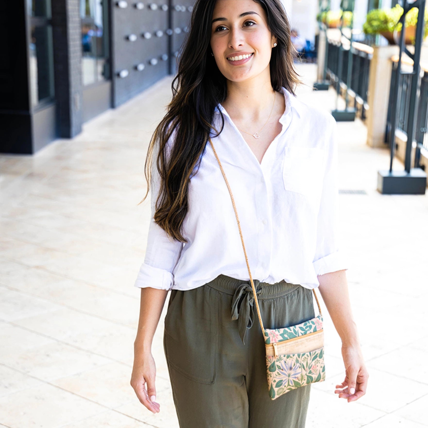 Convertible Cross Body + Hip Bag in Hearts-in-Bloom Cork - Heart of the Home Inc