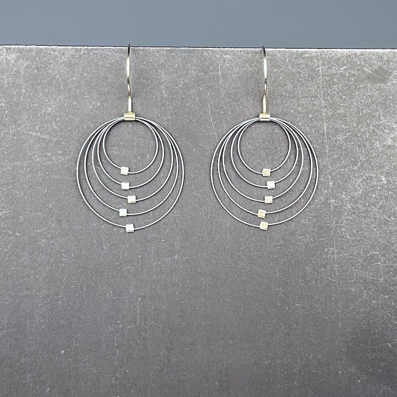 Convergence Hook Earrings in Gunmetal &amp; Silver - Heart of the Home LV
