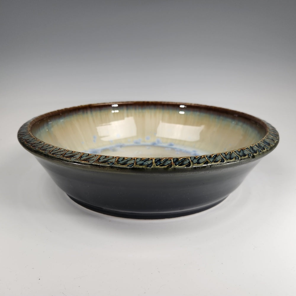 Medium Textured - Rimmed Platter in Dark Olive - Heart of the Home PA