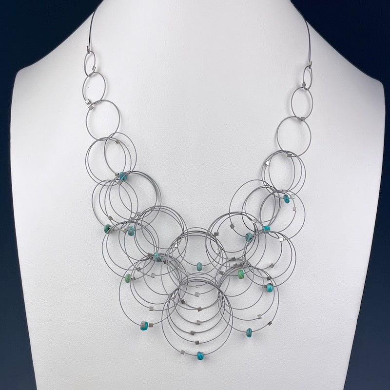 Flow Necklace in Steel & Turquoise - Heart of the Home LV