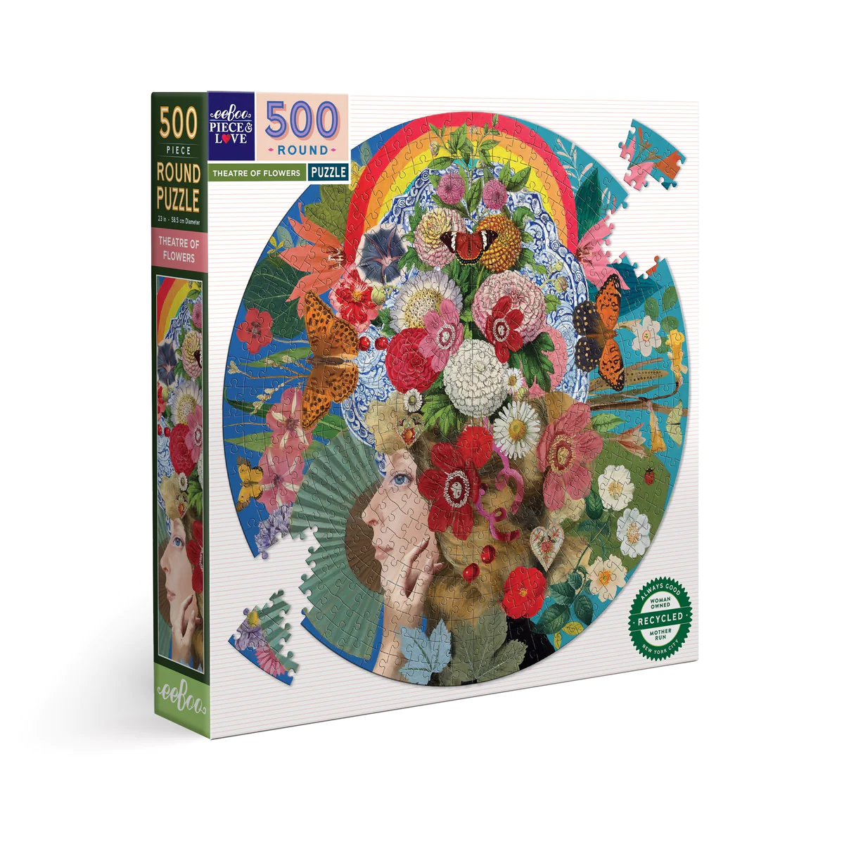 Eeboo Puzzle 500 pc Round Theatre of Flowers PZFTFL - Heart of the Home LV