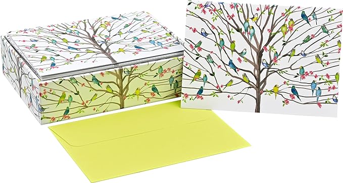 Tree Of Budgies Note Card Set - Heart of the Home LV