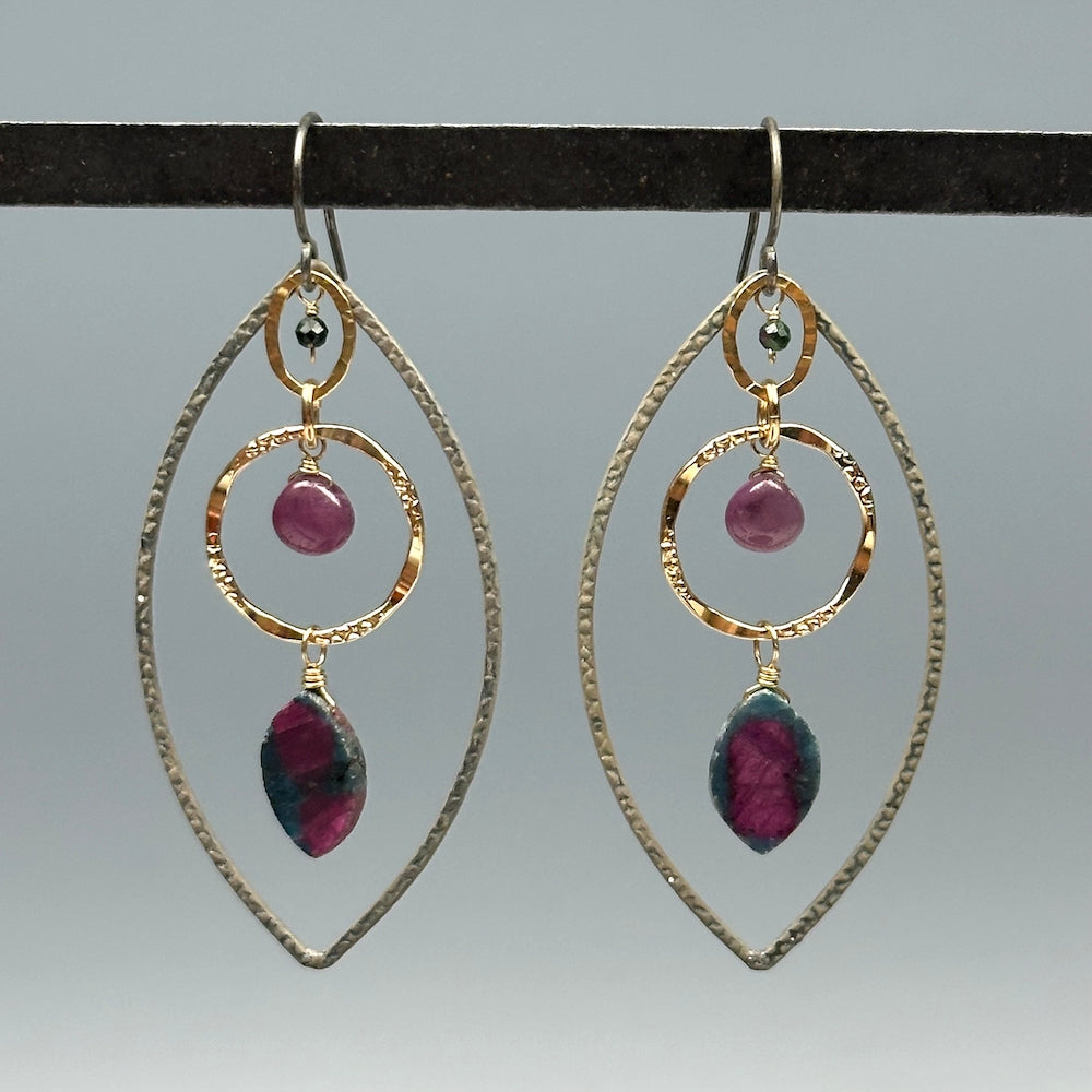Large Almond Ruby in Zoisite Earrings - Heart of the Home LV