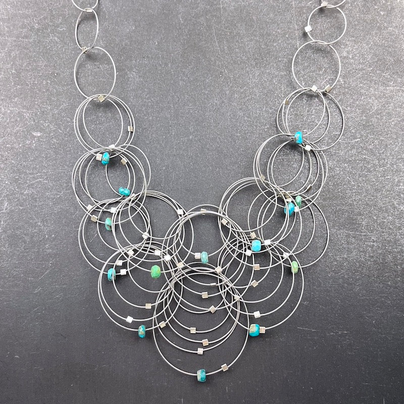 Flow Necklace in Steel &amp; Turquoise - Heart of the Home LV