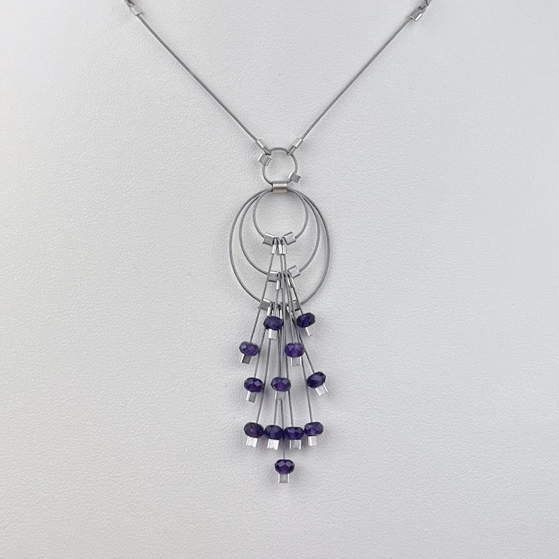 Aerial Pendant in Steel and Amethyst - Heart of the Home LV