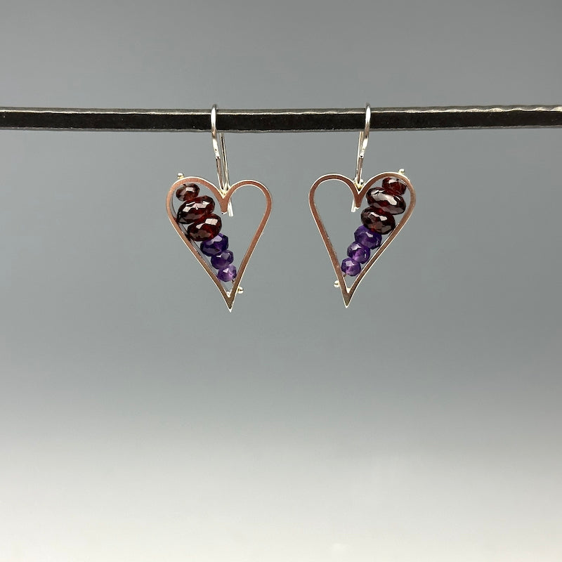 Heart Earrings in Red & Purple - Heart of the Home LV