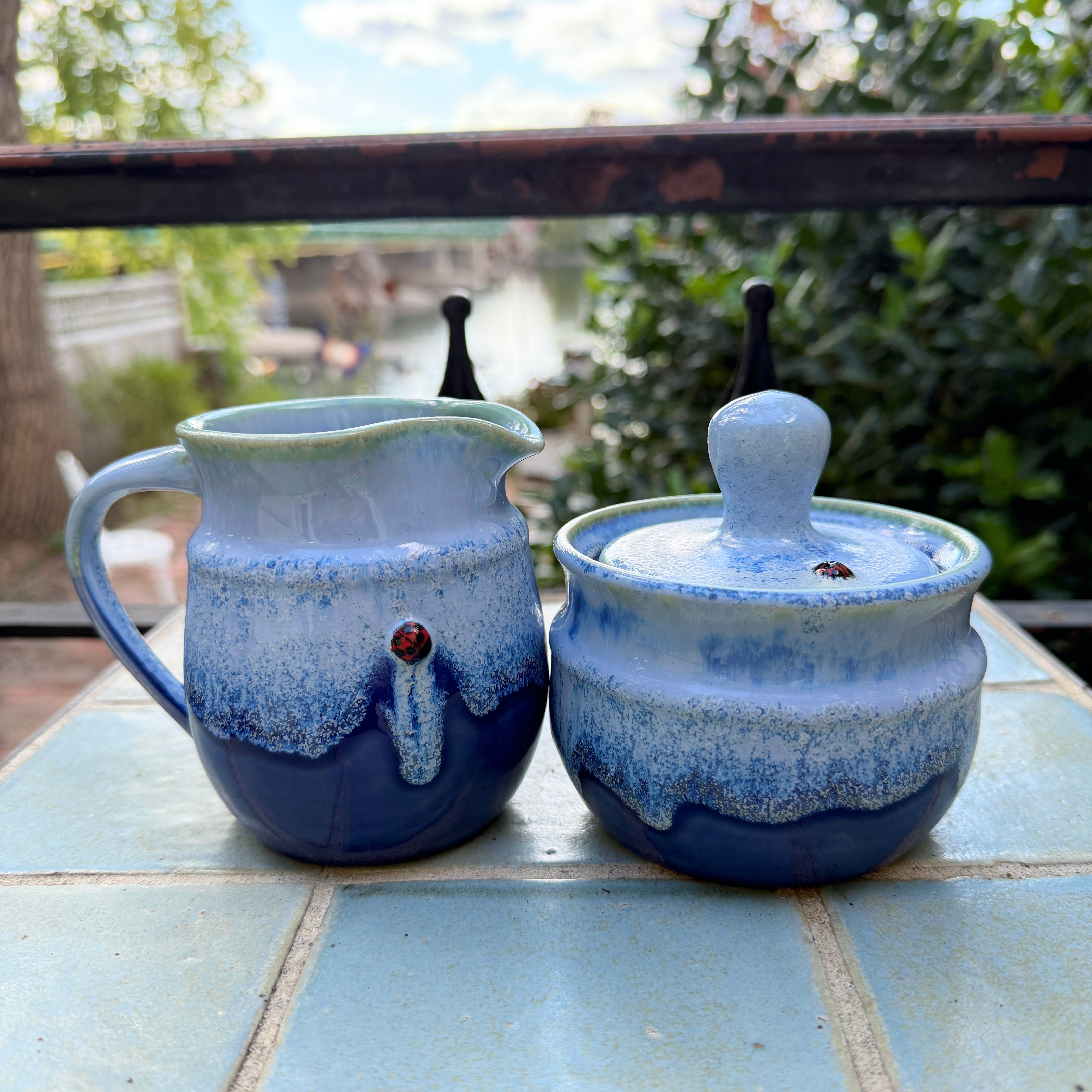 Aegean Blue Ceramic Cream And Sugar Set - Heart of the Home Inc