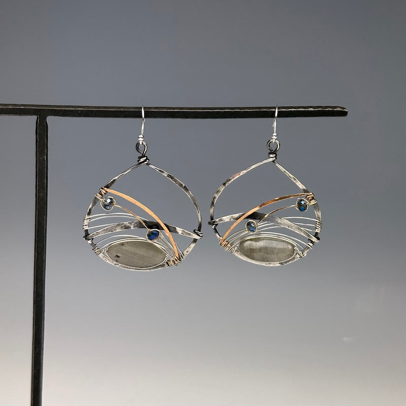 Labradorite Basket Earrings - Heart of the Home Inc