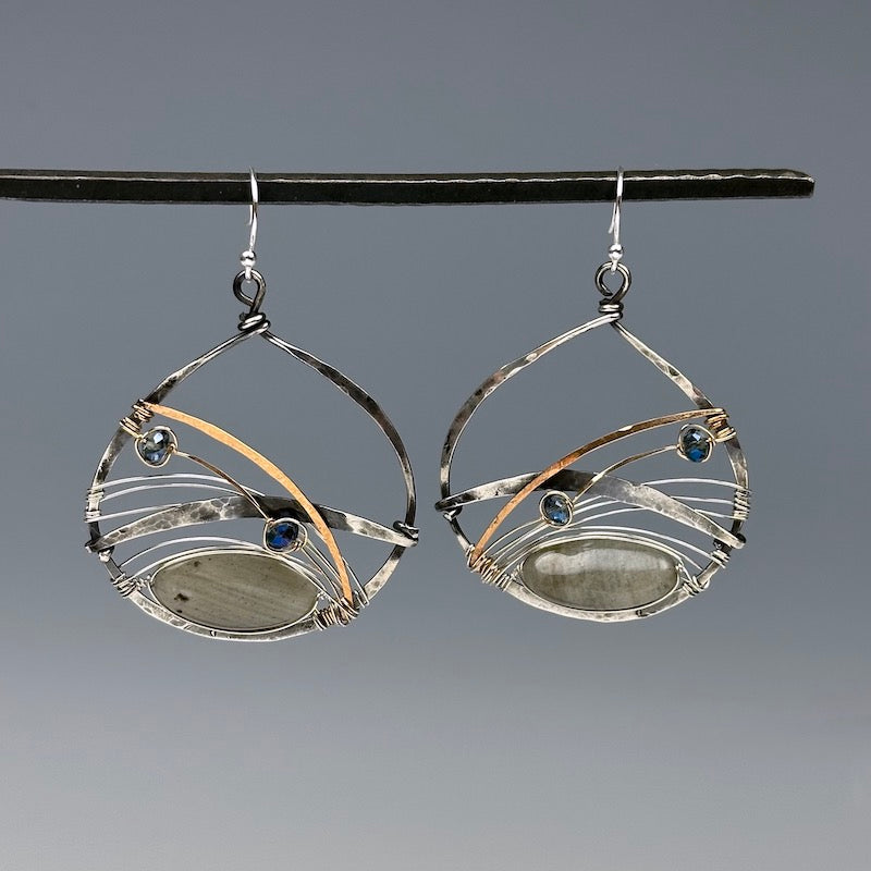 Labradorite Basket Earrings - Heart of the Home Inc