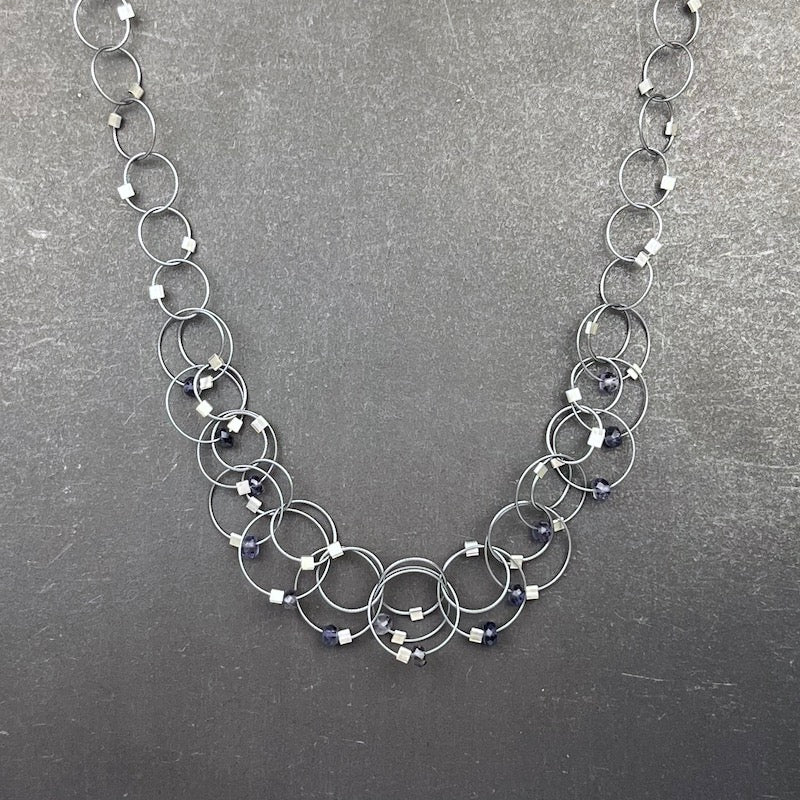 Mini Interlock Necklace in Gunmetal & Iolite - Heart of the Home LV