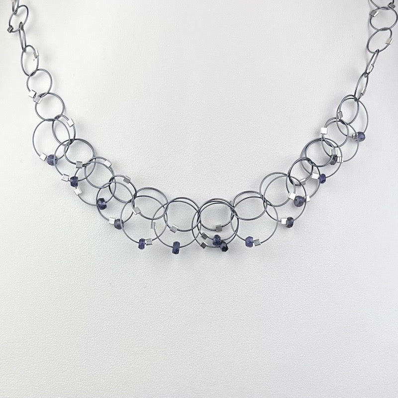 Mini Interlock Necklace in Gunmetal & Iolite - Heart of the Home LV
