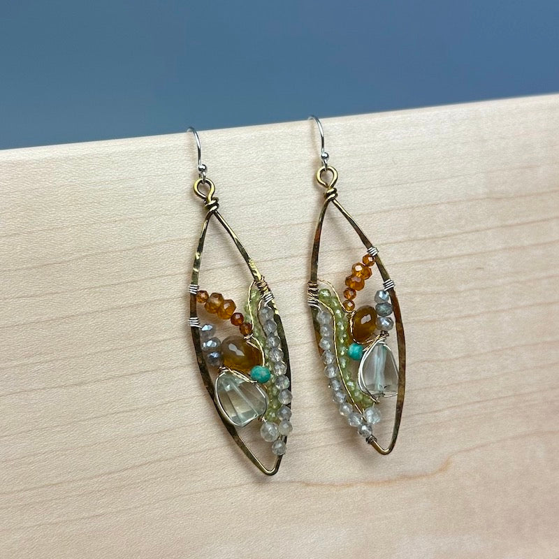 Gemstone Stained Glass Oval Earrings - Heart of the Home Inc