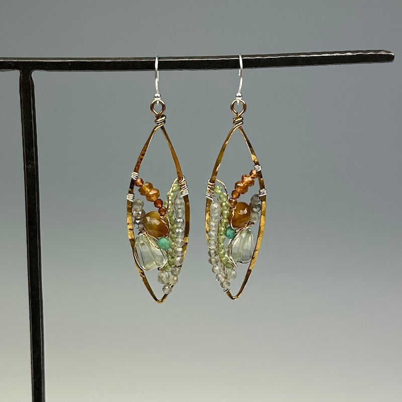 Gemstone Stained Glass Oval Earrings - Heart of the Home Inc