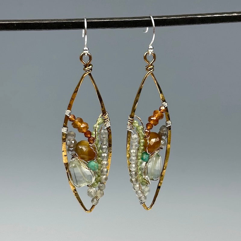 Gemstone Stained Glass Oval Earrings - Heart of the Home Inc