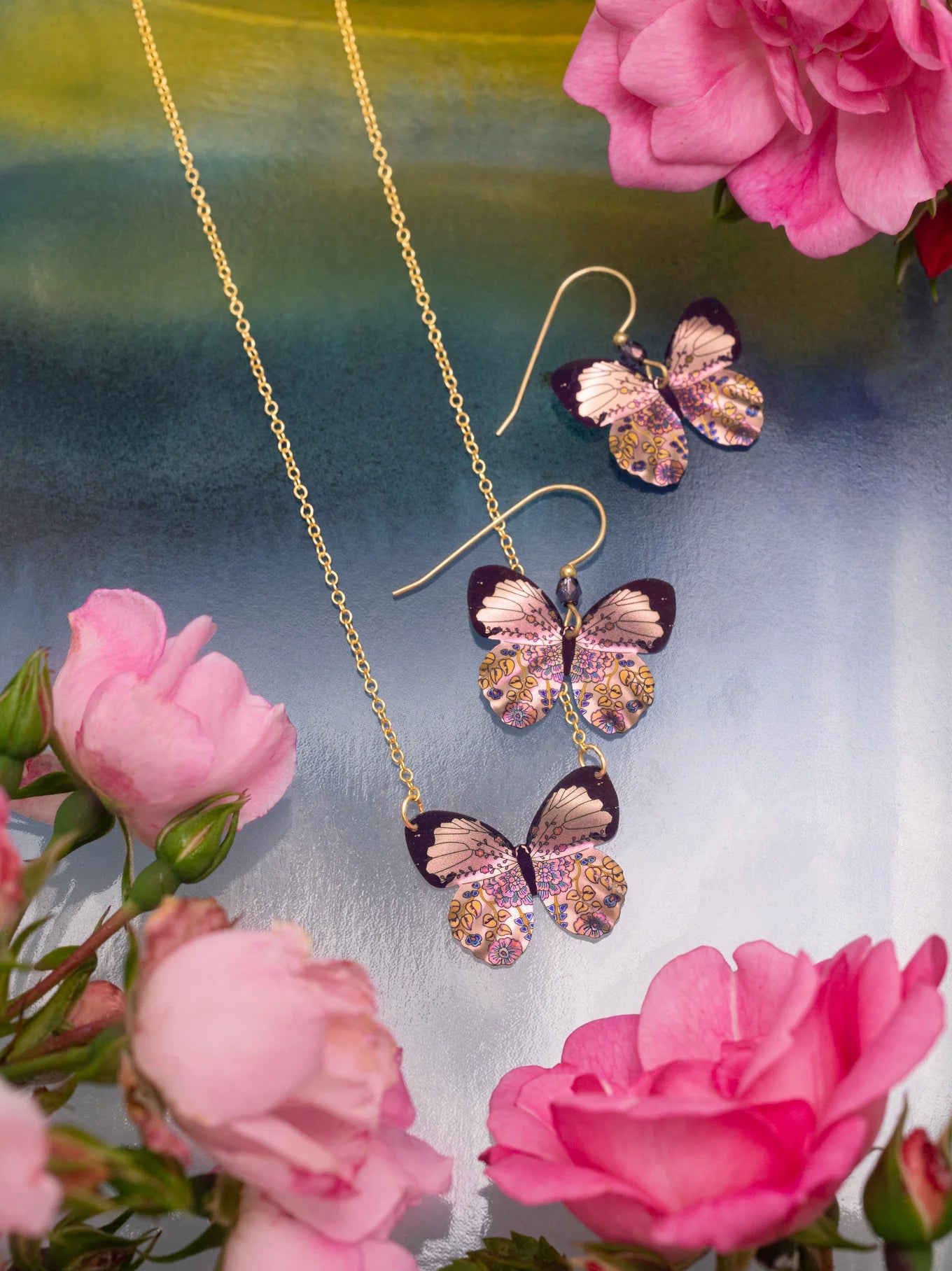 Blooming Butterfly Earrings in Blooming Pink - Heart of the Home Inc