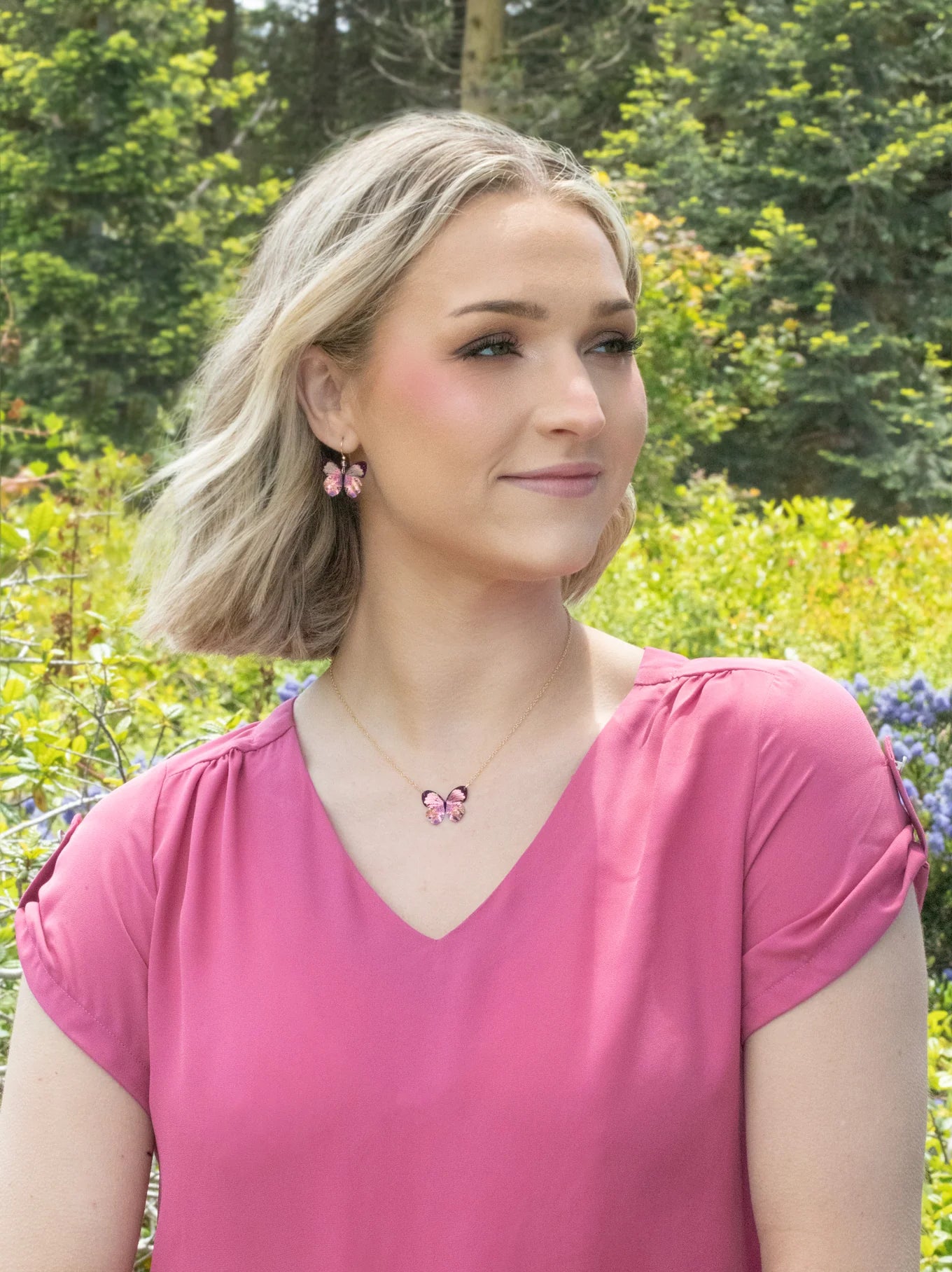 Blooming Butterfly Earrings in Blooming Pink - Heart of the Home Inc