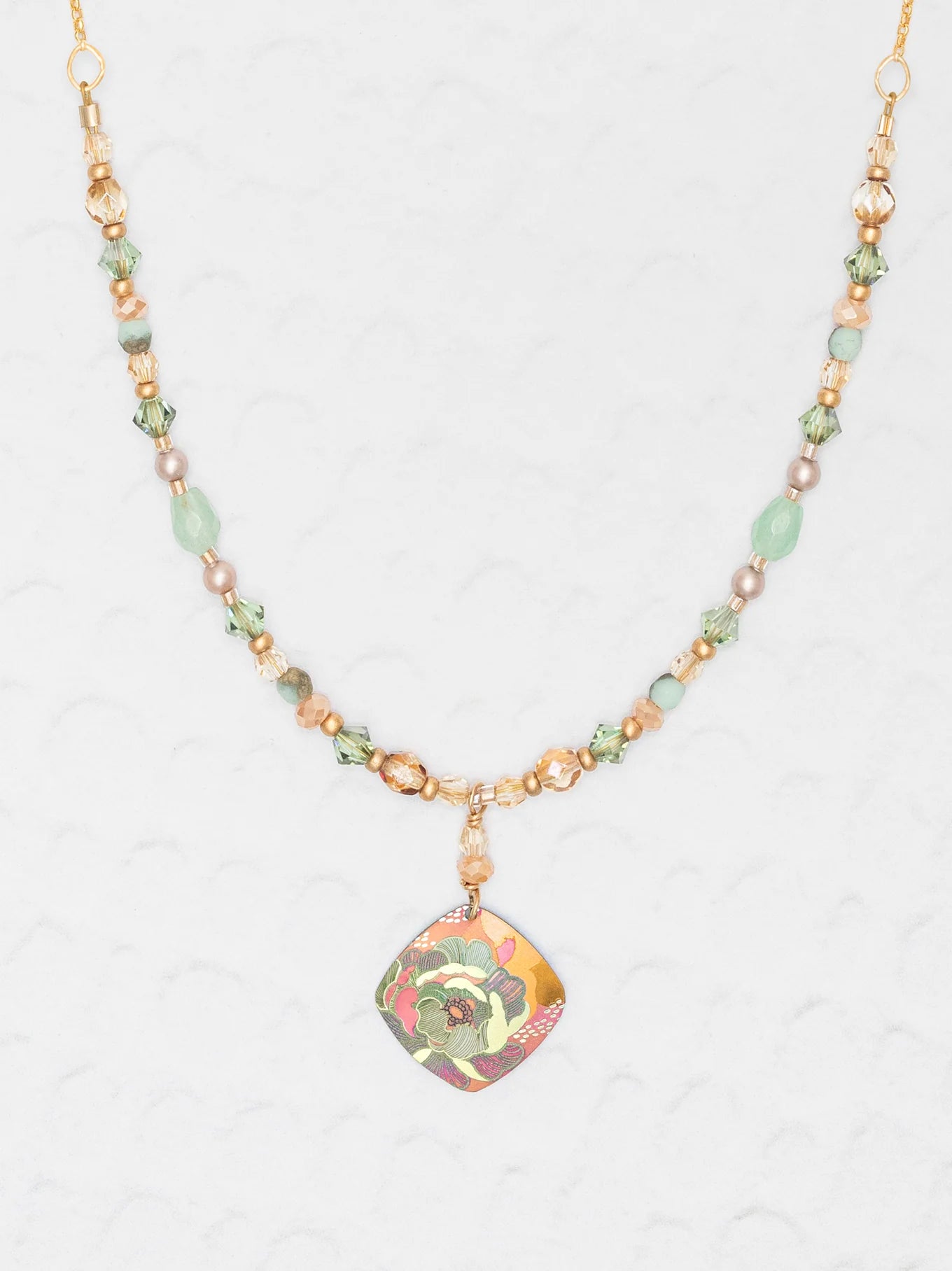 Elena Beaded Necklace in Blooming Coral - Heart of the Home Inc