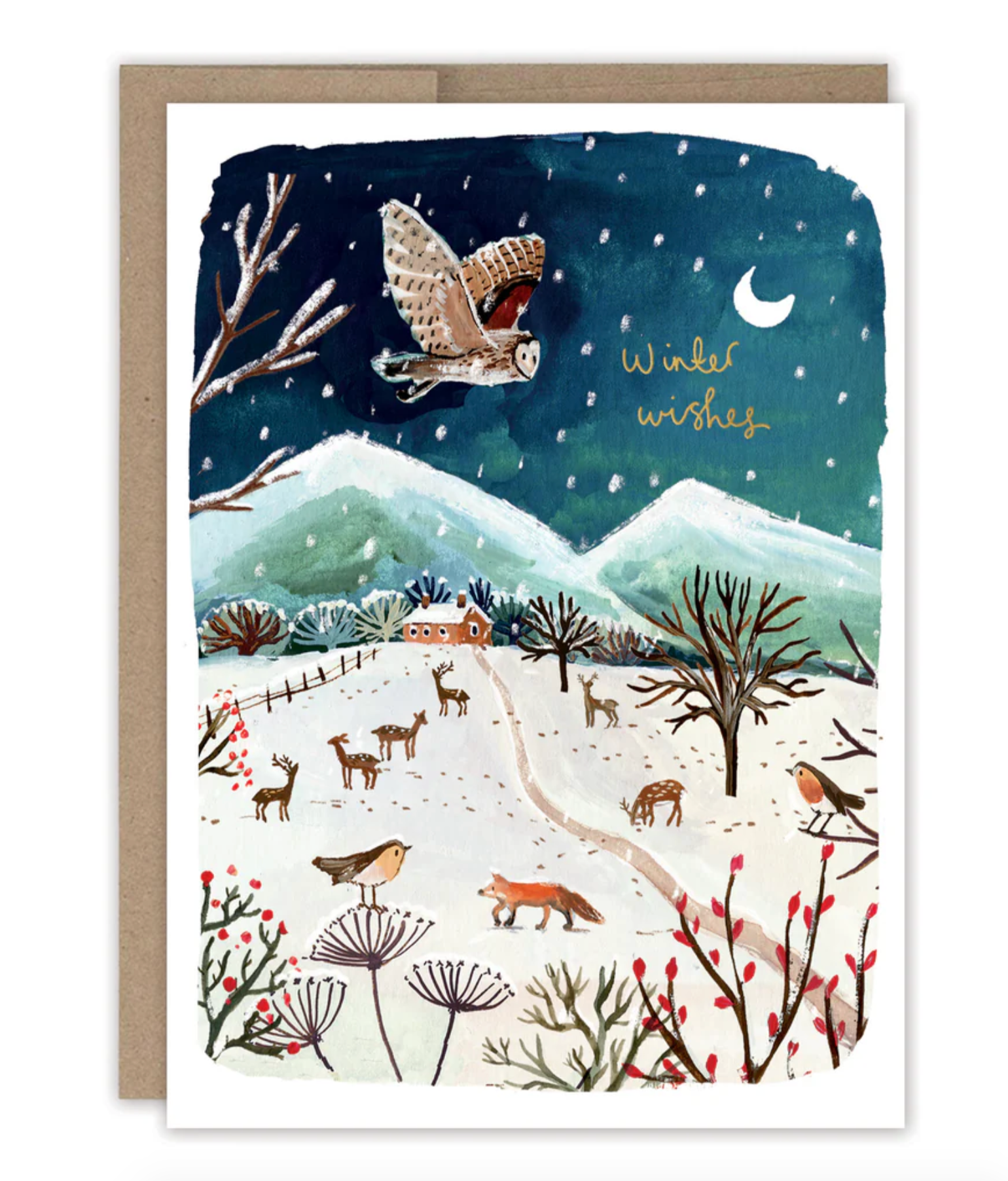 Owl in Winter Countryside Holiday Card - Heart of the Home Inc