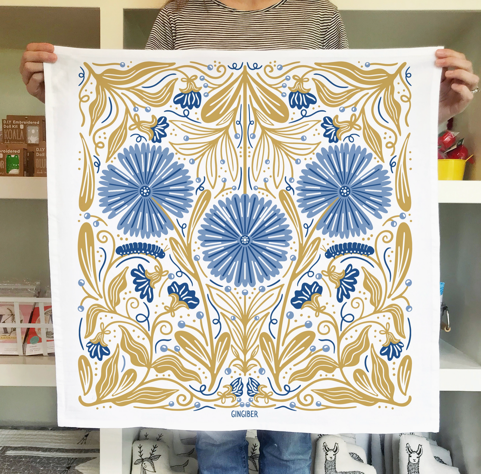 Blue Caterpillar Tea Towel - Heart of the Home Inc