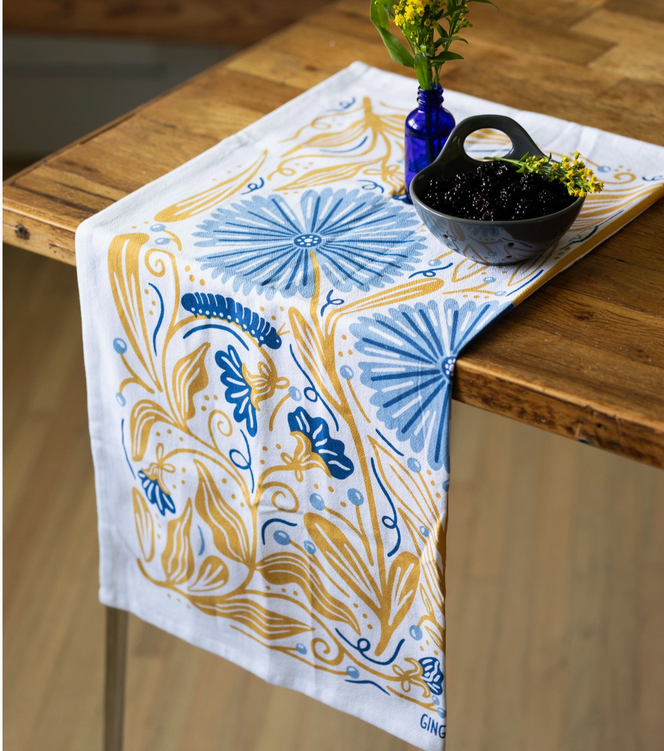 Blue Caterpillar Tea Towel - Heart of the Home Inc