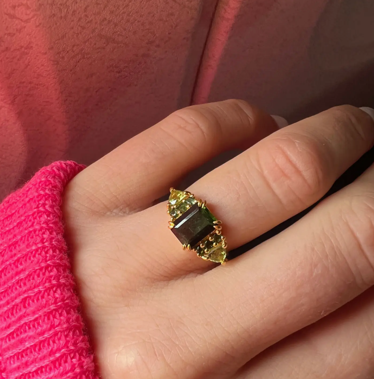 Green With Envy Ring with Topaz and Peridot in Gold - Heart of the Home Inc
