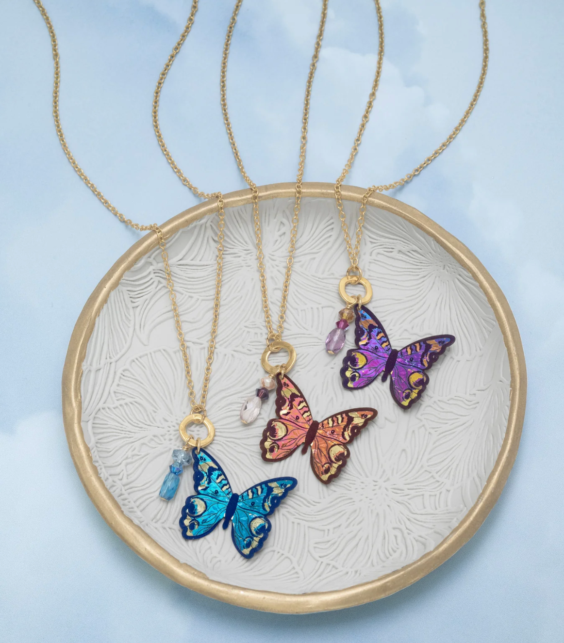 Mariposa Butterfly Charm Pendant in Living Coral