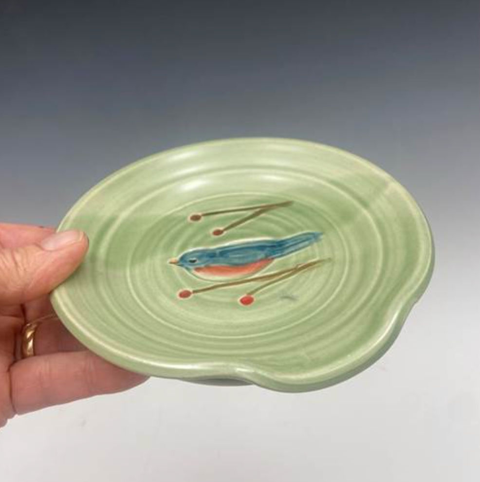 Bluebird Spoon Rest in Green - Heart of the Home Inc