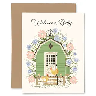 Welcome Baby Chicken Coop Card - Heart of the Home Inc