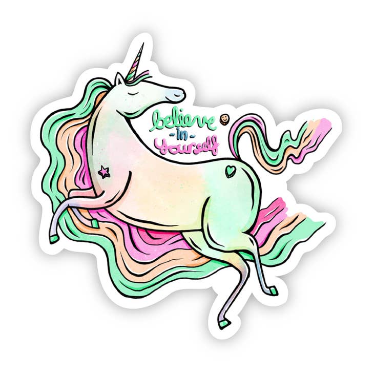 Rainbow Unicorn Believe Sticker - Heart of the Home LV