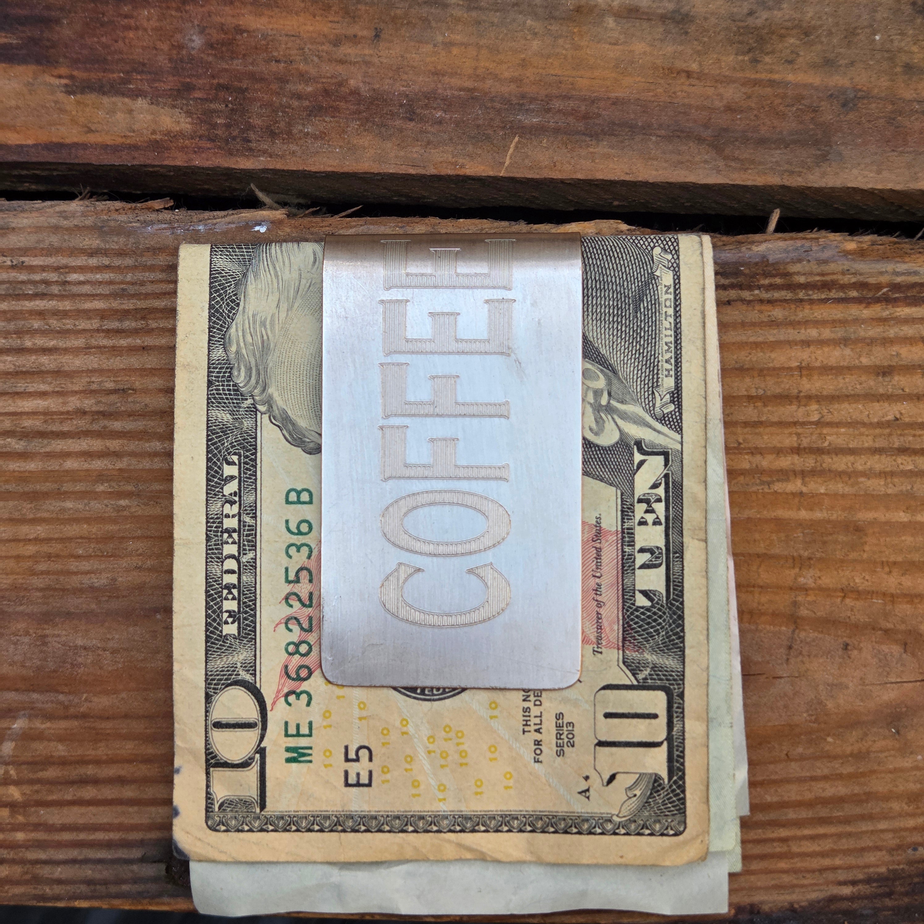 Antique Machine Plate Moneyclip - COFFEE