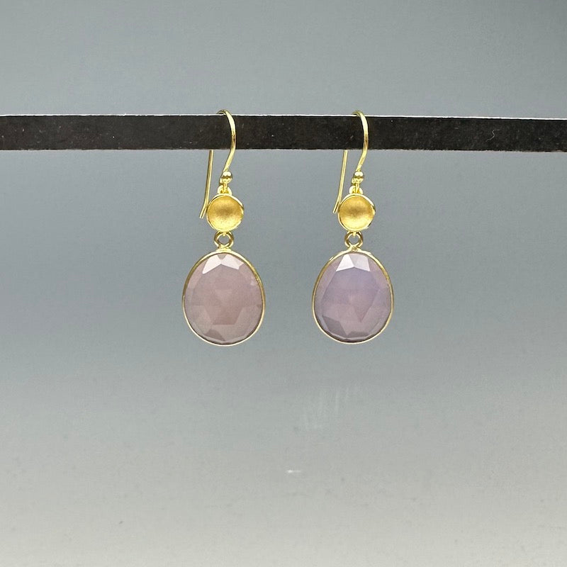 Medium Pod Bezel Earrings in Lavender Quartz - Heart of the Home LV