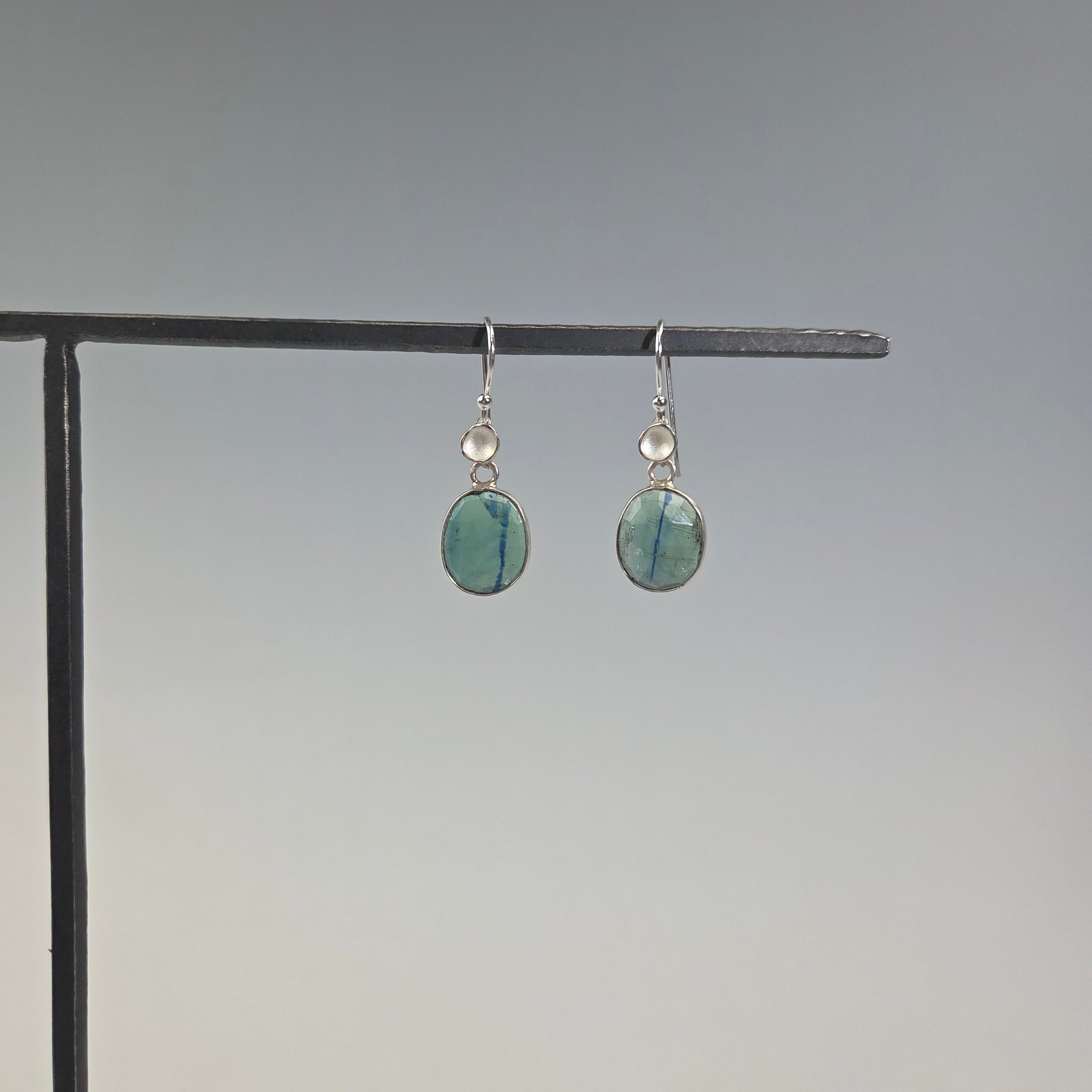 Teal Kyanite Bezel Earrings - Heart of the Home Inc