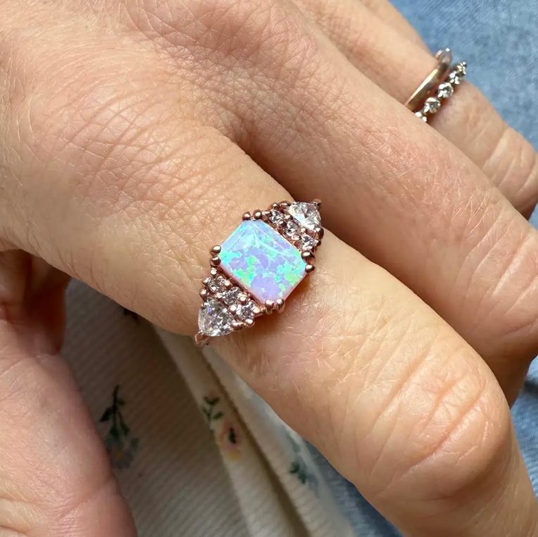 Rose Gold Pink Opal Empress Ring - Heart of the Home Inc