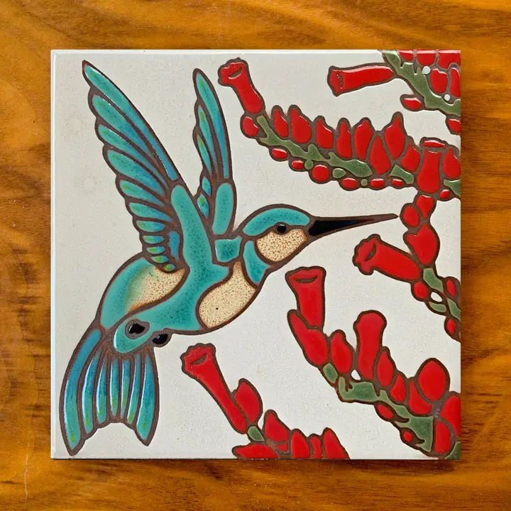 Hummingbird With Ocotillo Glazed Tile - Heart of the Home Inc