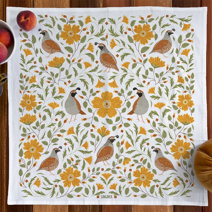Quail Tea Towel