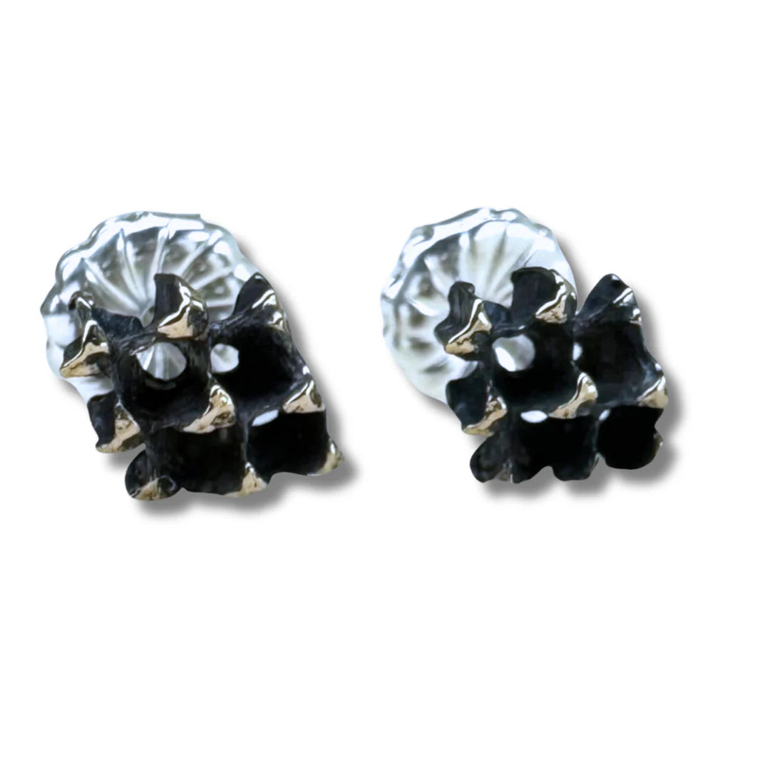 Pinecone Arrow Stud Earrings in Patina Silver - Heart of the Home Inc