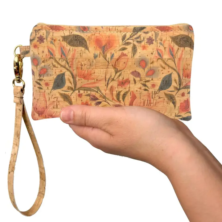 Hearts in Bloom Simple Cork Small Wristlet Bag - Heart of the Home Inc