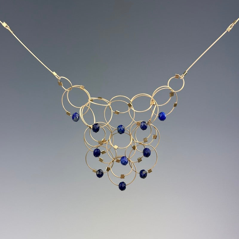 Solar Necklace in Gold & Lapis
