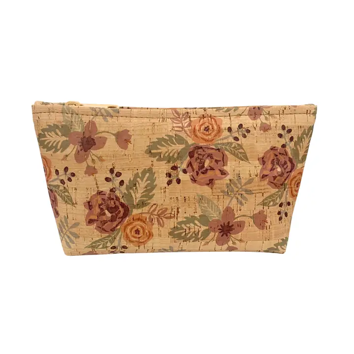 Wine Flourish Floral Cork Medium Zipper Pouch - Heart of the Home LV