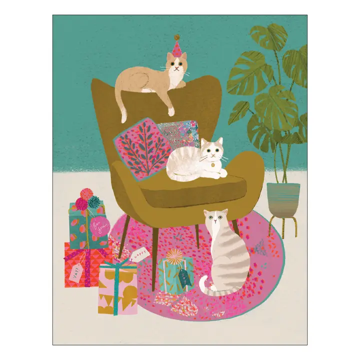 Cats On Chair Birthday Card - Heart of the Home LV