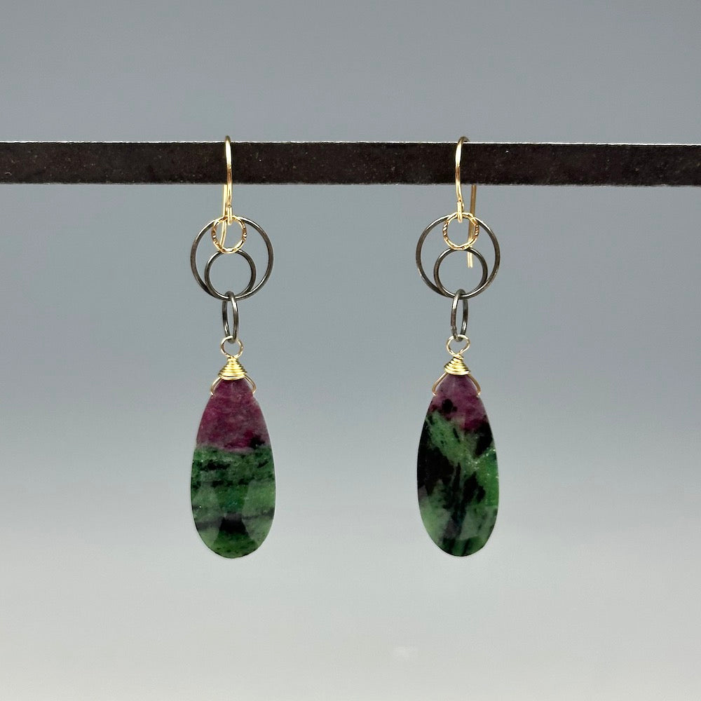 Ruby in Zoisite Large Drop Earrings - Heart of the Home LV
