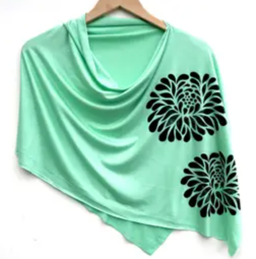 Chrysanthemum Poncho in Mint - Heart of the Home LV