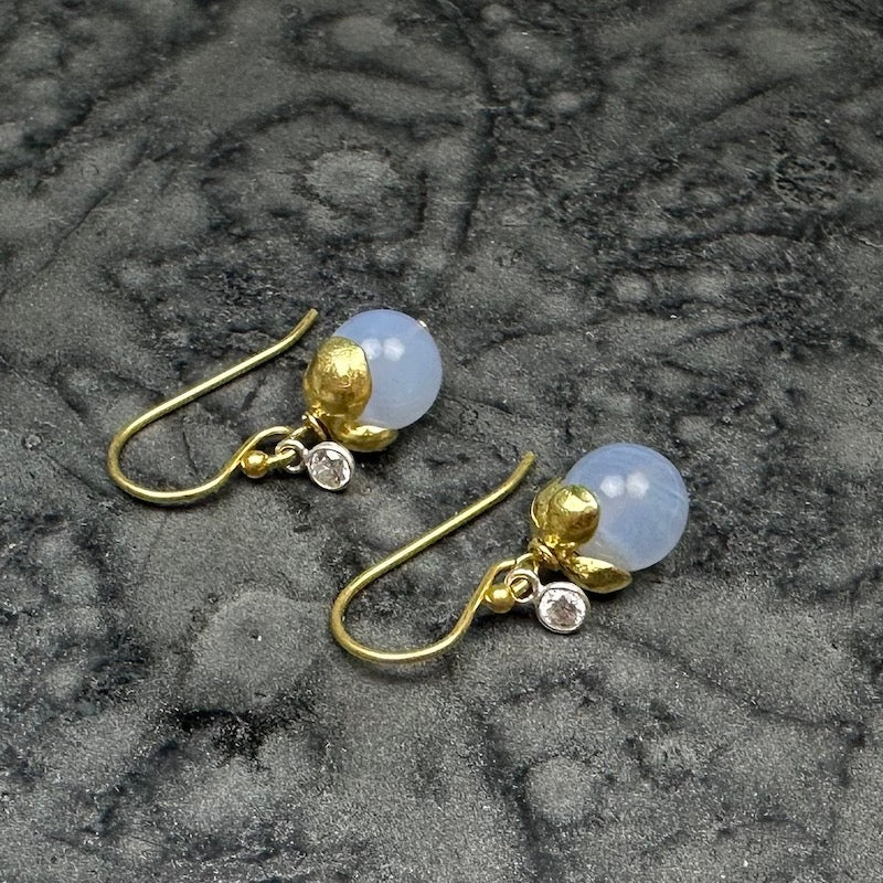 Berry Bloom Earrings in Vermeil and Lace Agate - Heart of the Home LV