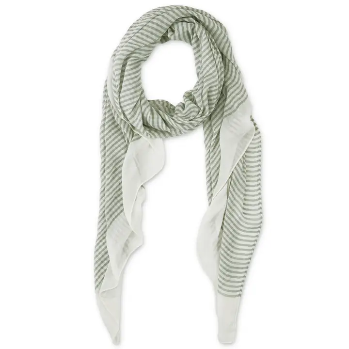 Insect Sheild Scarf in Army Green with Tiny Stripes