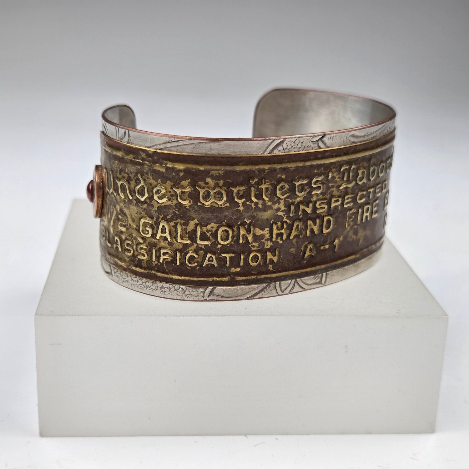 "Underwriters' Laboratory" Machine Plate Cuff Bracelet - Heart of the Home Inc